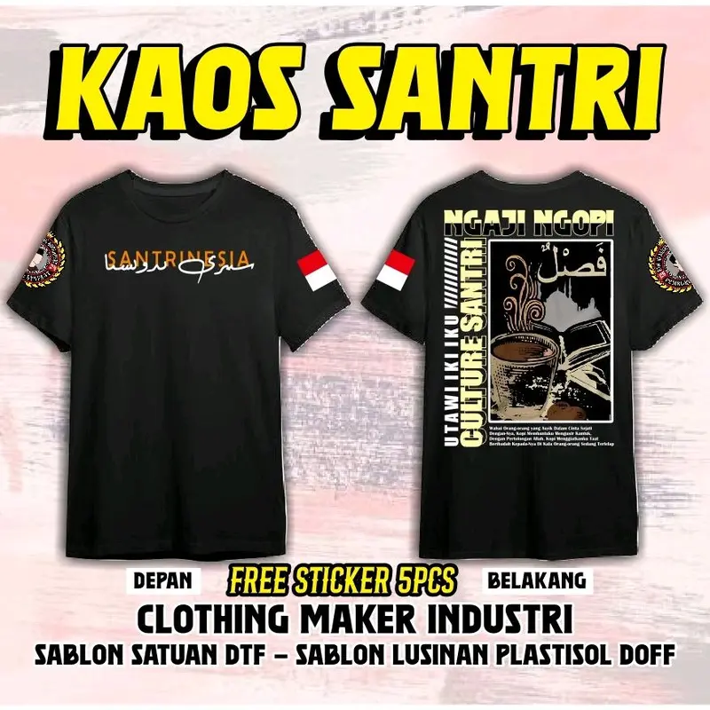 READY STOK ,KAOS SANTRI FREE STIKER,KAOS DAKWAH,KAOS PEJUANG SYAFAAT,KAOS KAUM SARUNGAN,KAOS KAUM,SABLON KAOS SATUAN,KAOS CUSTOM 3