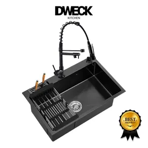 DWECK - Kitchen Sink Black Stainless Steel 304 Medium Bowl Paket Kran Mixer