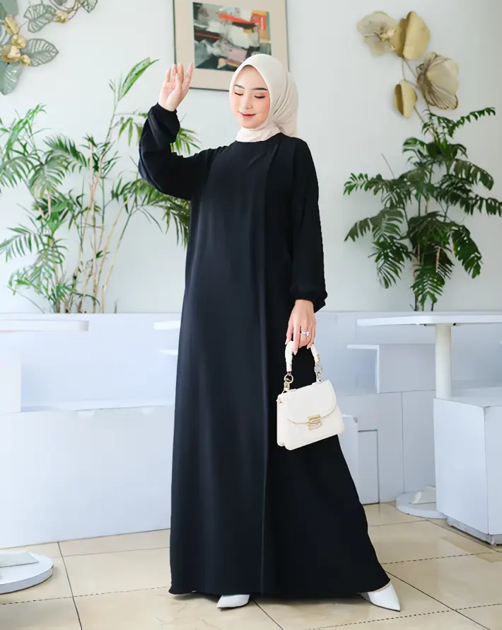 Gamis Lebaran Mariyam Dress Maxi Wanita Muslim Dewasa abaya gamis  polos  crinkle