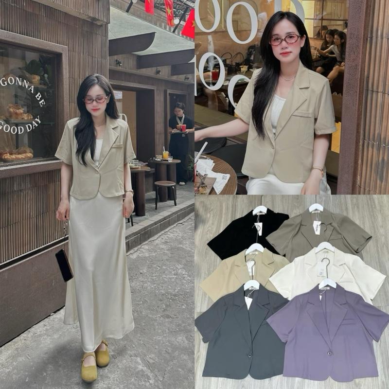 N5 - Áo blazer nữ boiling cộc tay dáng lửng hàng QC