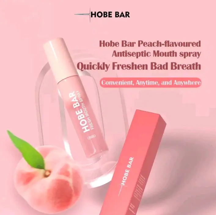 HOBE BAR SPRAY Probiotic Oral Spray, Sugar-Free, Alcohol-Free, And Preservative-Free, peach mint Flavor For Fresh Breath 20ML Mulut Liquid Perawatan Bau Gusi Penyegar Pewangi