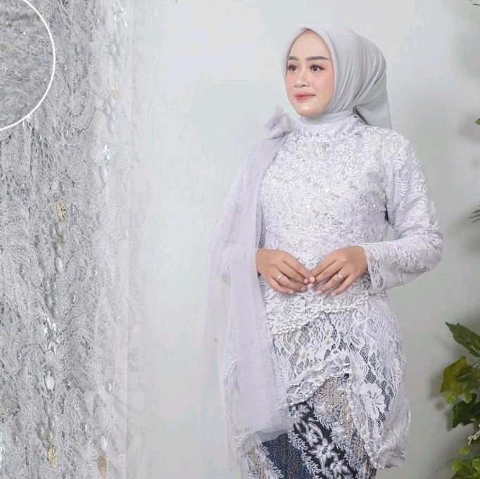 Atasan Kebaya Brokat Selena Payet Slendang Tille Polos Baju Pesta Wisuda rok kebaya 5