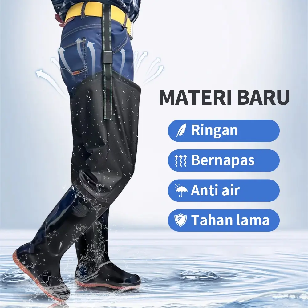 Sepatu Boot Sawah Anti Keong Karet Panjang Anti Air Pria Bernapas Petani Bahan Baru