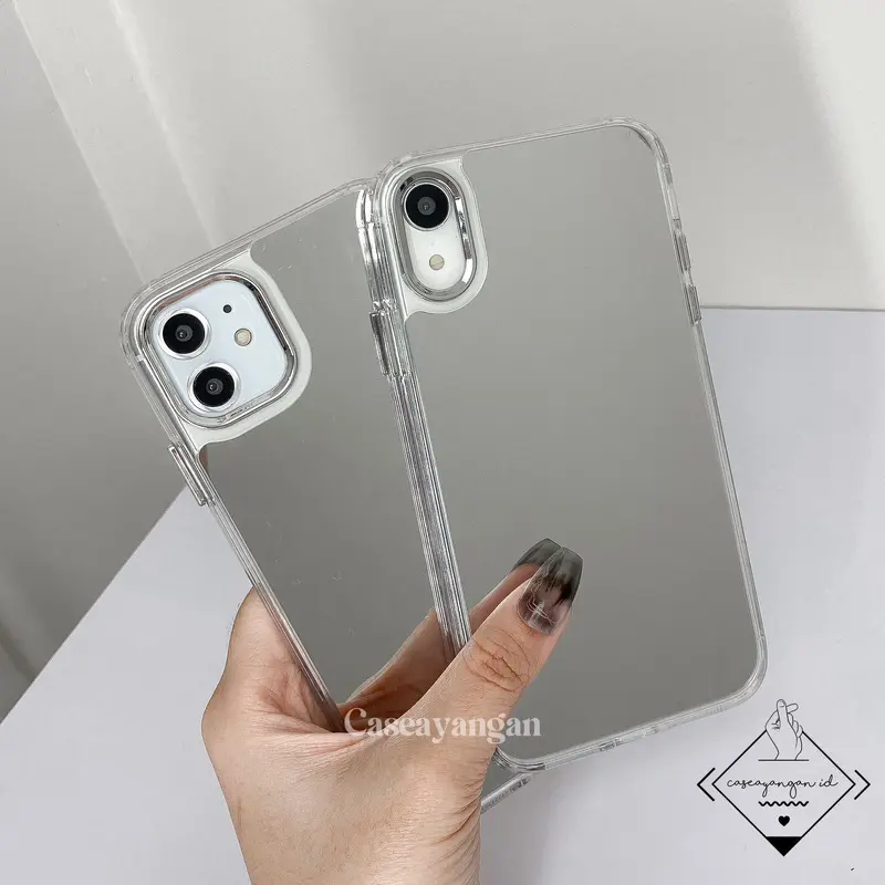 Clear Mirror Case For IP (7 - 15) 7 8 SE 2020 2022 PLUS X XS XR 11 12 13 14 15 PRO MAX Casing Lucu Silver Casing Hologram 6