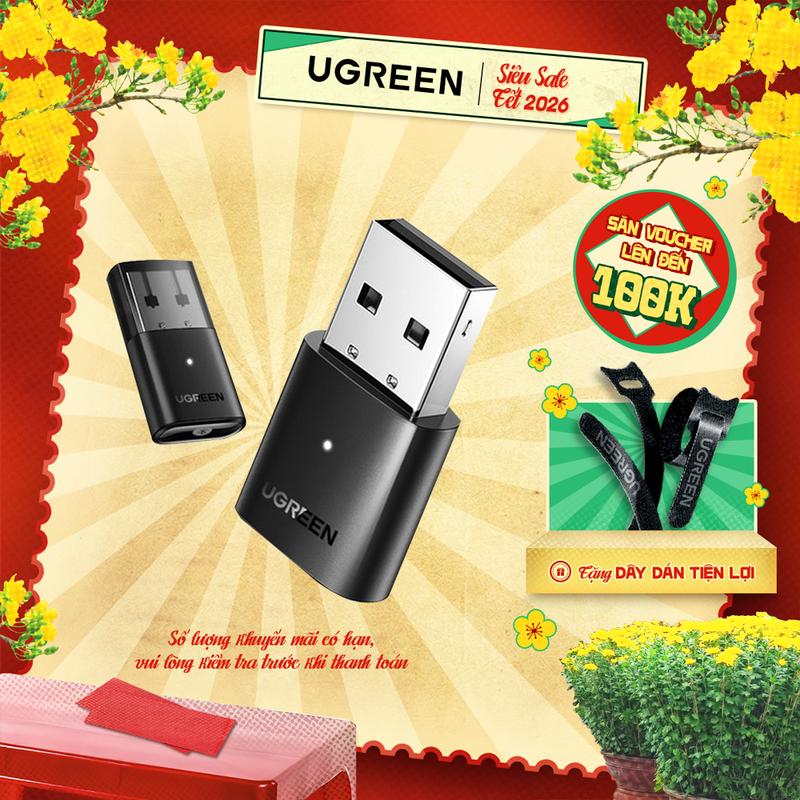  Bộ phát USB Bluetooth 5.4 UGREEN CM390 cho PC Laptop | Chuẩn Bluetooth 5.3 5.4 | Kết nối 5 thiết bị cùng lúc như tai nghe chuột bàn phím tay cầm chơi game... | Bảo Hành 18 Tháng 1 Đổi 1 