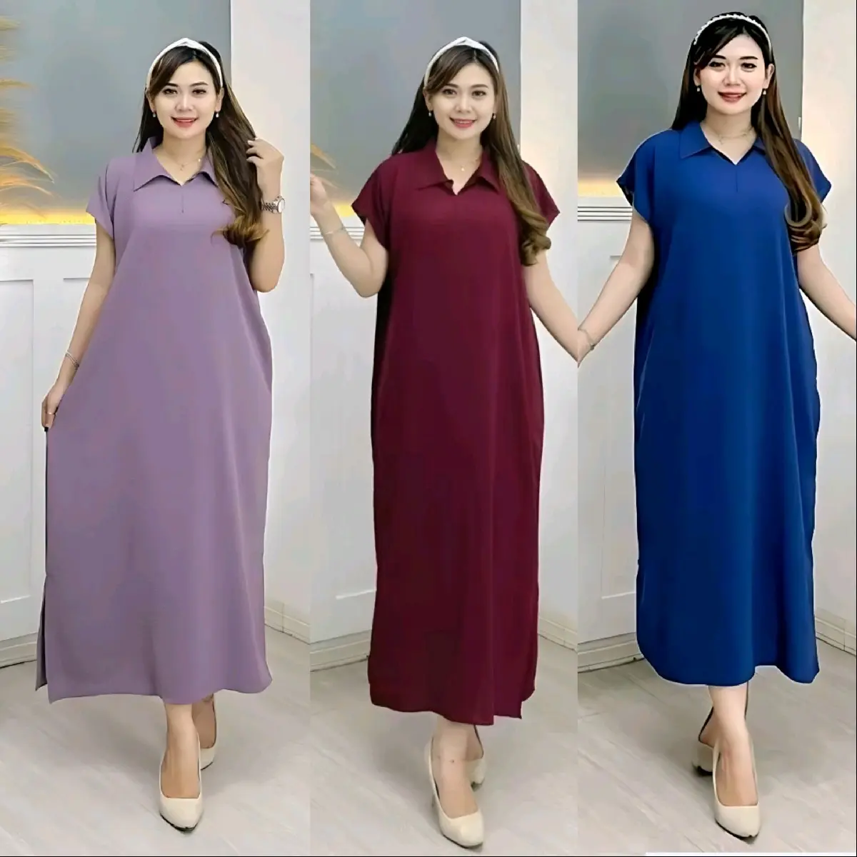Paket Murah 3PCS Daster Aletha Dress Wanita Terbaru Bahan Crinkle Airflow Kerah Kain Tebal Nyaman Dipakai Bukan untuk Ibu Busui bisa buat BUMIL Pendek Samping remaja hits