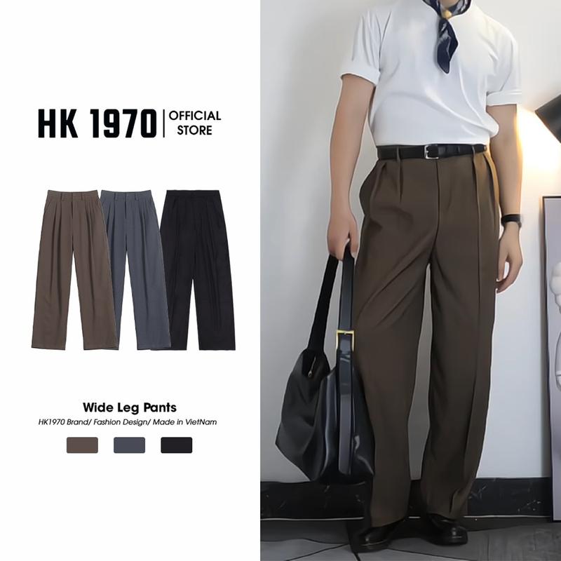 Quần Tây ốNg Rộng Xếp Ly Hk1970, Quần Âu Cạp Chun Sau Vải Rubi Mềm Mượt Thoáng Mát Phong Cách Hàn Quốc Q196