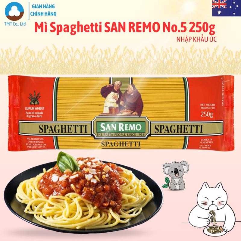 Mì Ý Spaghetti San Remo No.5 nhập khẩu Úc làm từ lúa mì Durum không phẩm màu