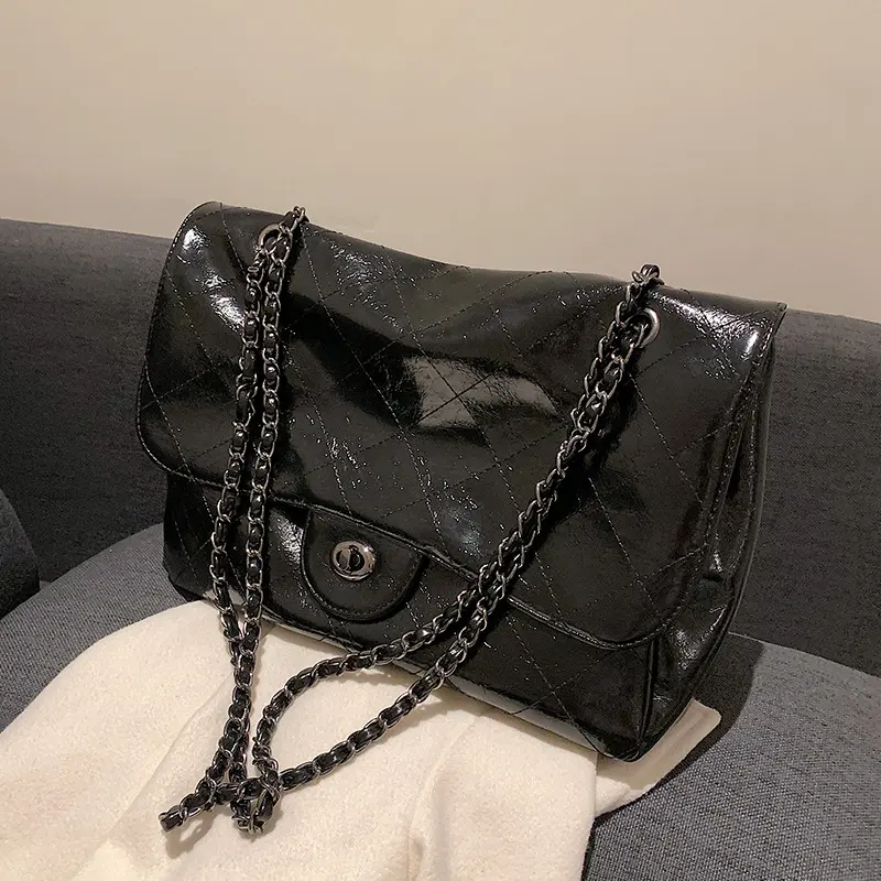Túi Kẹp Nách Một Vai, Nữ, Dung Lượng Lớn, Phong Cách Cổ Điển Dây Xích Kim Cương Bag Kem 6