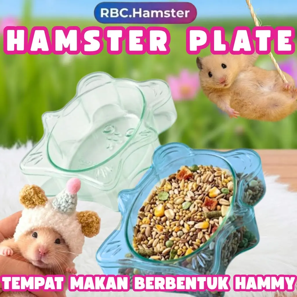 RBC HAMSTER PLATE TEMPAT MAKAN DAN MINUM BENTUK HAMSTER SUGAR GLIDER MULTIFUNGSI DEKORASI KANDANG