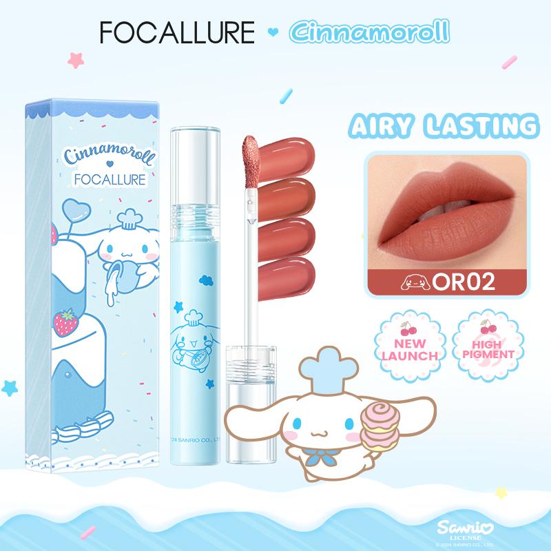  Focallure X Sanrio#CakeInJoy Airy Liquid Matte Lip Tint Son Môi Lâu Dài Nhanh Khô Không Chuyển Dài Đeo Mặt nạ Chống Sắc Tố Cao 