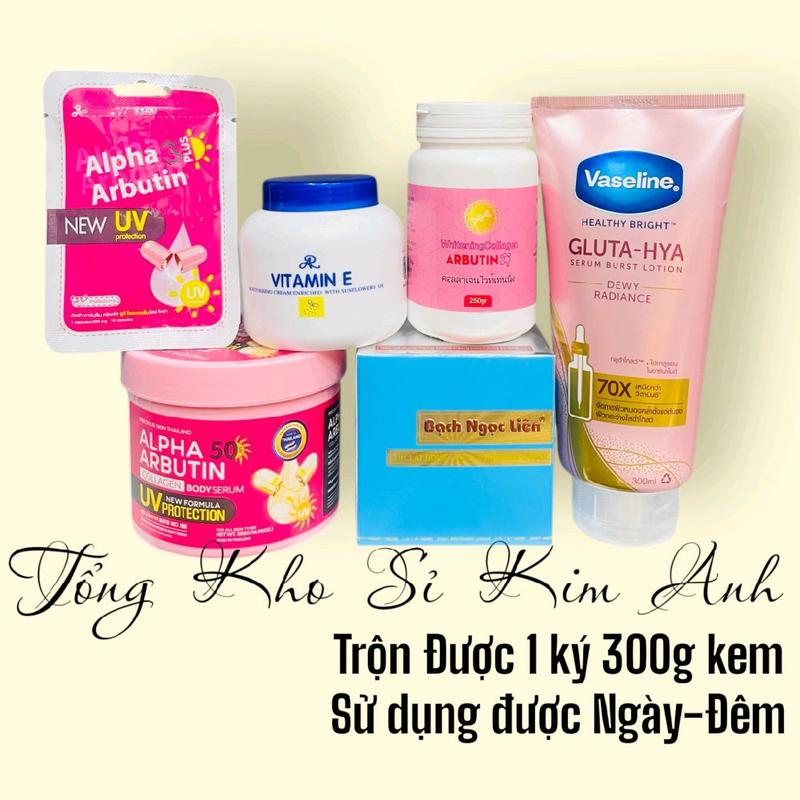 COMBO KEM BODY TỰ TRỘN BẠCH NGỌC LIÊN XANH 6 món hỗ trợ đẹp da