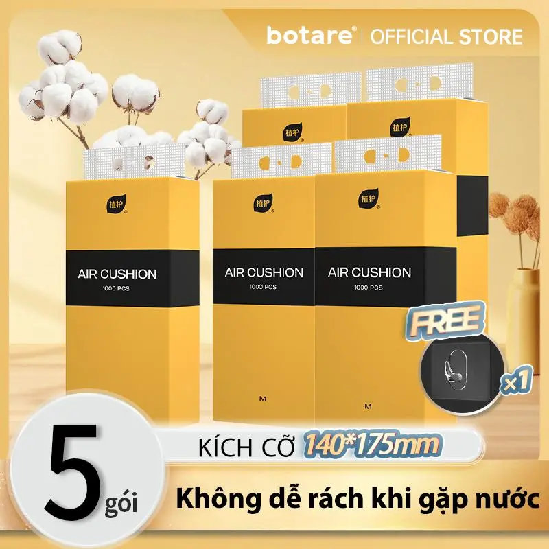 [ 5 bịch ] Khăn giấy gia đình-màu vàng Botare Cheerful chất lượng an toàn kiểm định chuẩn theo quy trình cấp y tế, mỗi bịch 1000 Tờ