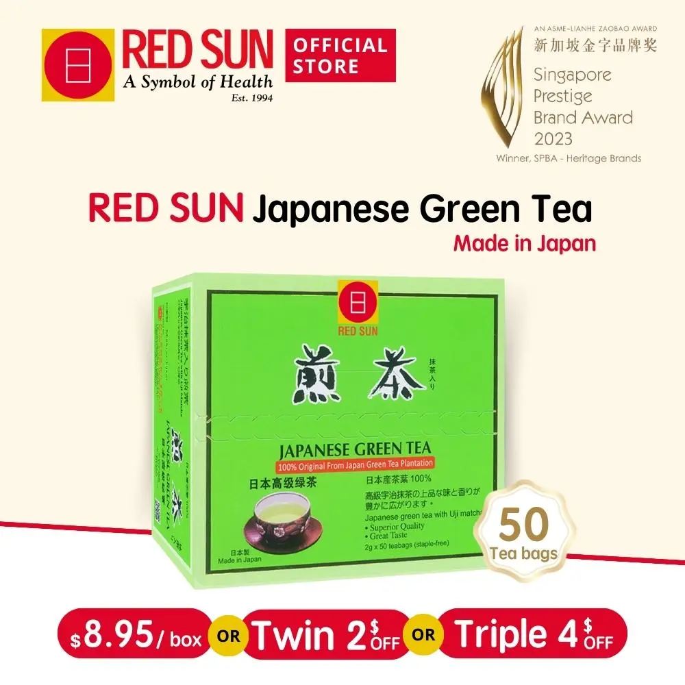 RED SUN Japan Green Tea - 50 Teabags/Box - Health Function Tea