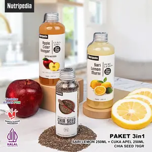 NUTRIPEDIA PAKET 3IN1 CUKA APEL 250ML SARI LEMON 250ML DAN CHIASEED 70GR