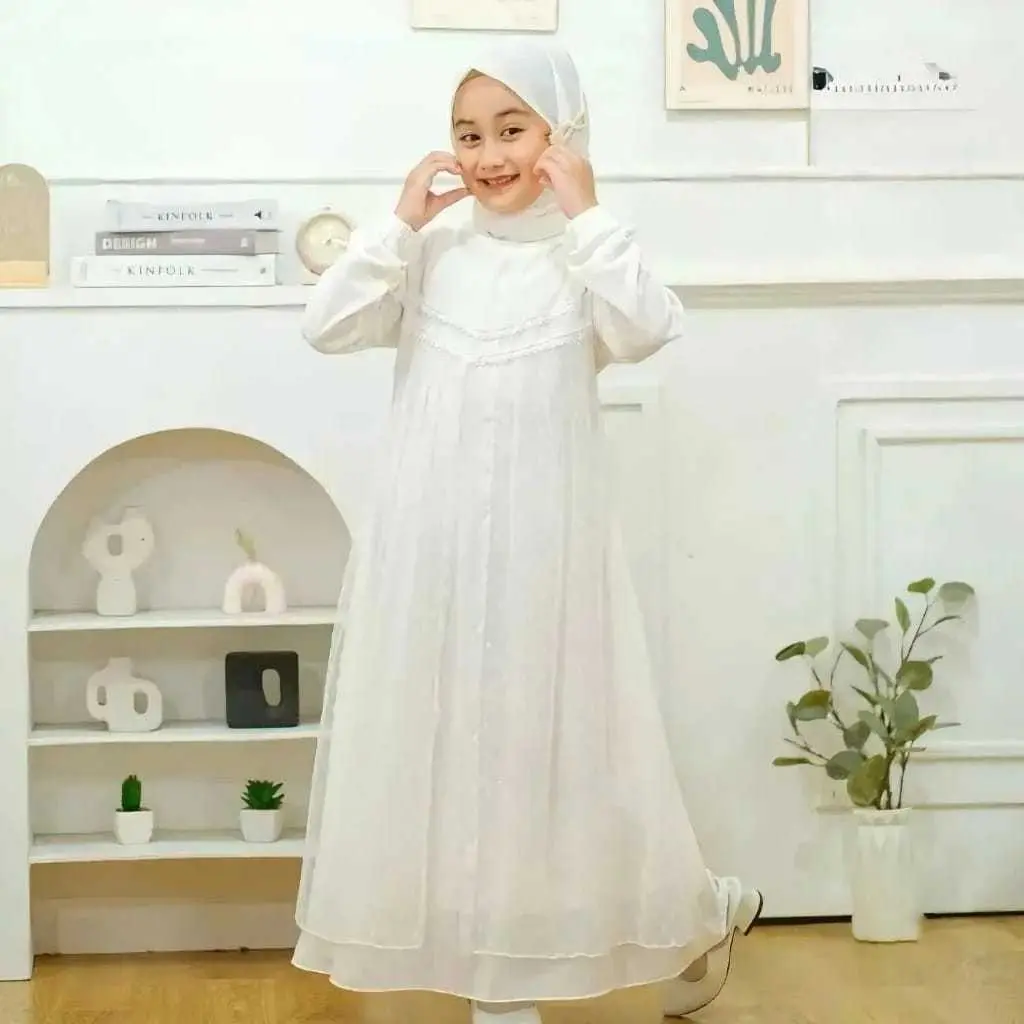 GAMIS ANAK PEREMPUAN TERBARU BAHAN CERUTY PLUS PASMINA TANPA TAS USIA 5THN-13THN PAKAIAN MUSLIM ANAK TANGGUNG BAJU DRESS ANAK PLUS PASMINA BAHAN CERUTY Wanita Remaja Panjang Syari Lebaran Shakila