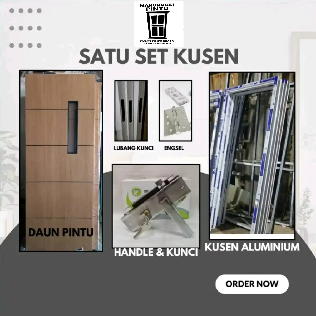 1 SET PINTU MINIMALIS DAN KUSEN ALUMINIUM LENGKAP TINGGAL PASANG | PINTU KAMAR | PINTU RUMAH