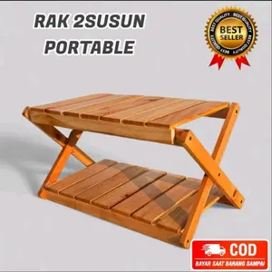 Rak camping lipat portable kayu Outdoor