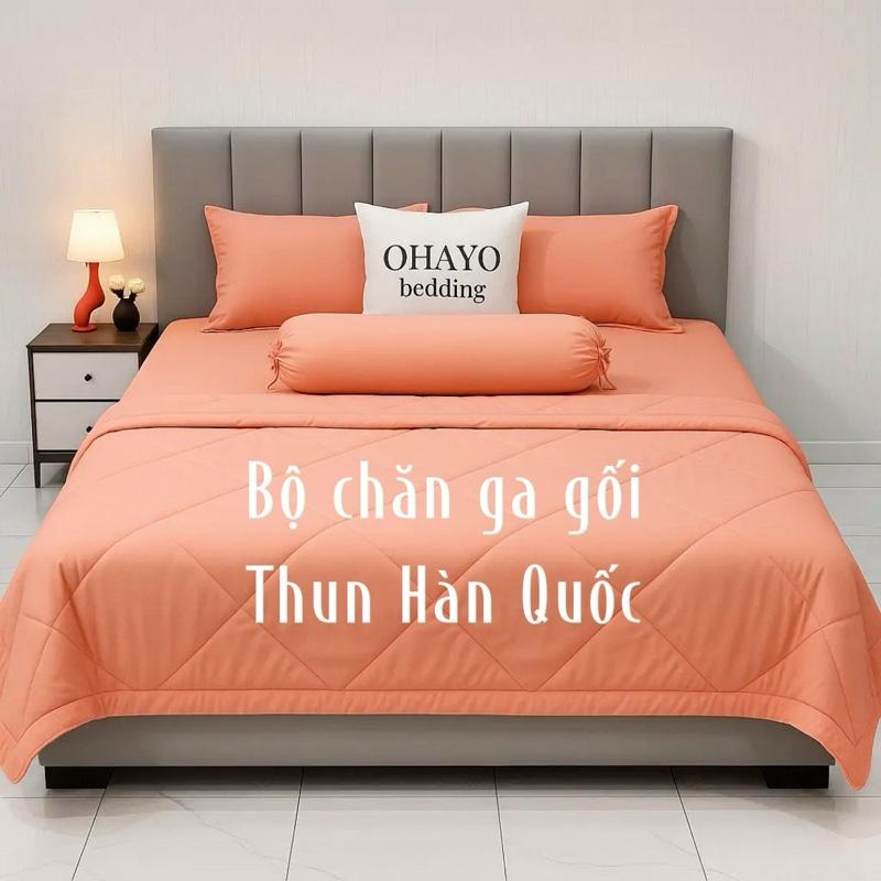OHAYO Bộ Chăn Ga Gối Thun Lạnh 21 Màu gồm 1 Chăn Hè 1m8*2m 1 Ga Bo Thun 2 Vỏ Nằm 1 Vỏ Ôm