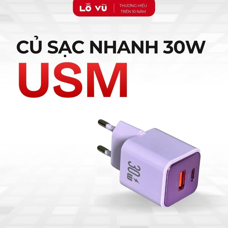 Củ sạc nhanh USA 30w Sạc nhanh 30w max 2 cổng USB +Type C - Phụ kiện điện thoại Lỗ Vũ 1 vuabanlo levu01