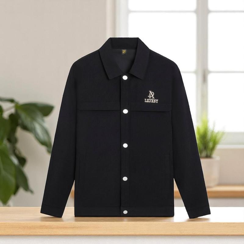 Áo Khoác Nam KAKI Mỏng 2 Lớp Khoác Ngoài Cao Cấp, Thời Trang Công Sở Trung Niên AK02-K7, Thiết Kế Có Cổ Cúc Bấm, Lót Vải Mềm Chất Lượng Cao Menswear Jacket