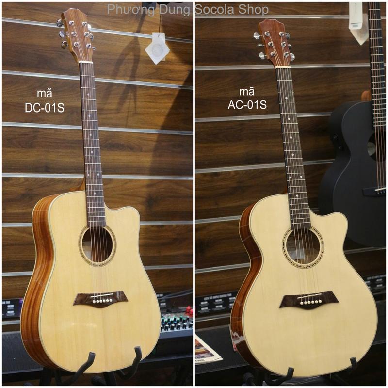 Đàn Guitar Acoustic mã AC-01S - Gỗ Thịt - Full Size - kèm bao da kẹp capo bộ dây dự phòng pick gảy ti chỉnh cần