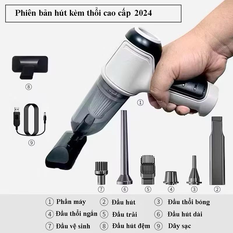 Bản cao cấp cánh nhôm 8 chi tiết Máy hút - thổi bụi TAMASHIO Nhật Bản. Máy hút bụi mini cầm tay dùng trên oto tiện lợi. Làm Sạch