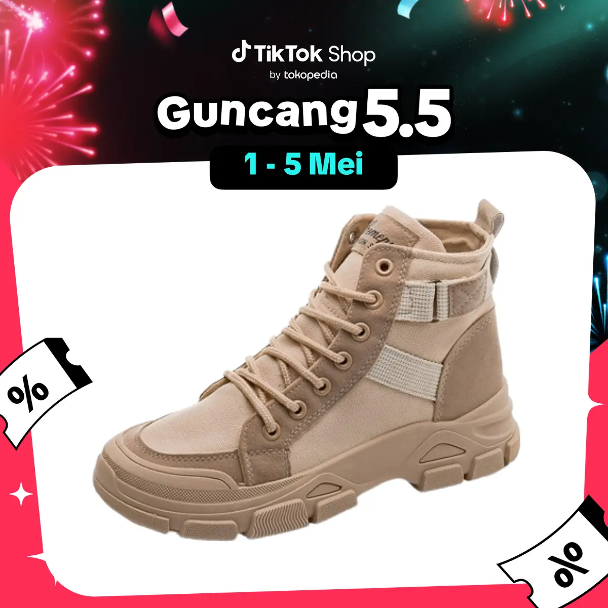 PINKEY P018 Sepatu Wanita Sneakers Boots Shoes Canvas Karet