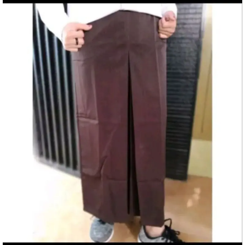 Rok Sekolah SMP/SMA/SMK Panjang Pramuka Span Coklat Wanita - Bahan Drill Mengkilap, Resleting Bagus Licin Kain Karet Hitam Kerja Formal Kantor Semi Basic 5