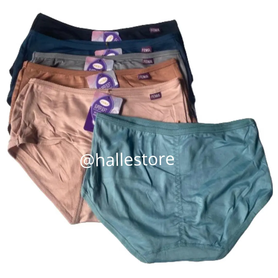 3, 6, 12pcs Cd Celana Dalam Wanita Dewasa Fema 313 Motif Polos Bahan Katun Super Soft Lusinan Murah