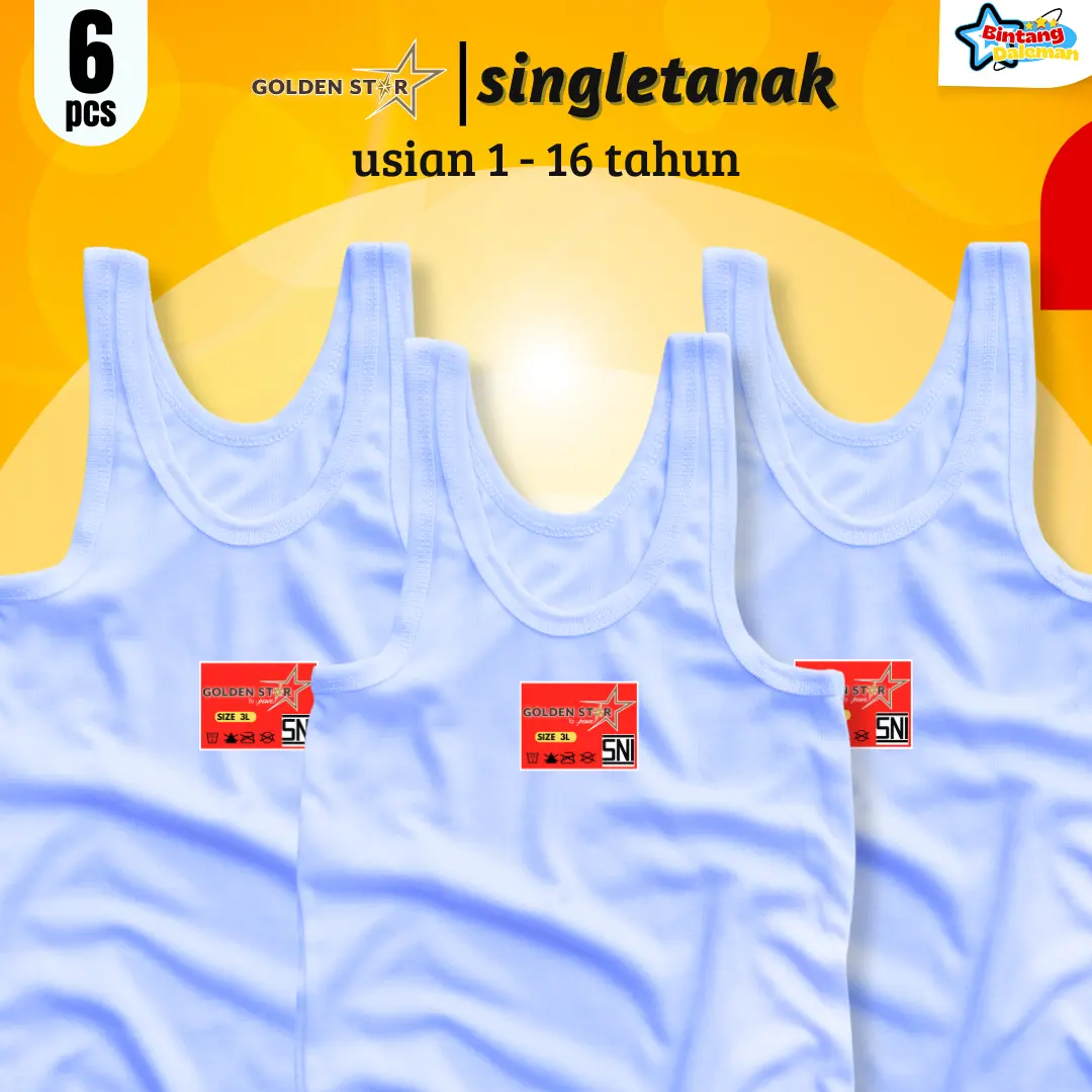 12 Pcs Kaos Dalam anak katun golden Star Anak-Anak Remaja Fashion Singlet Kaos dalam Anak laki laki / Perempuan - Singlet Anak Laki-Laki Perempuan sangsang velvet junior