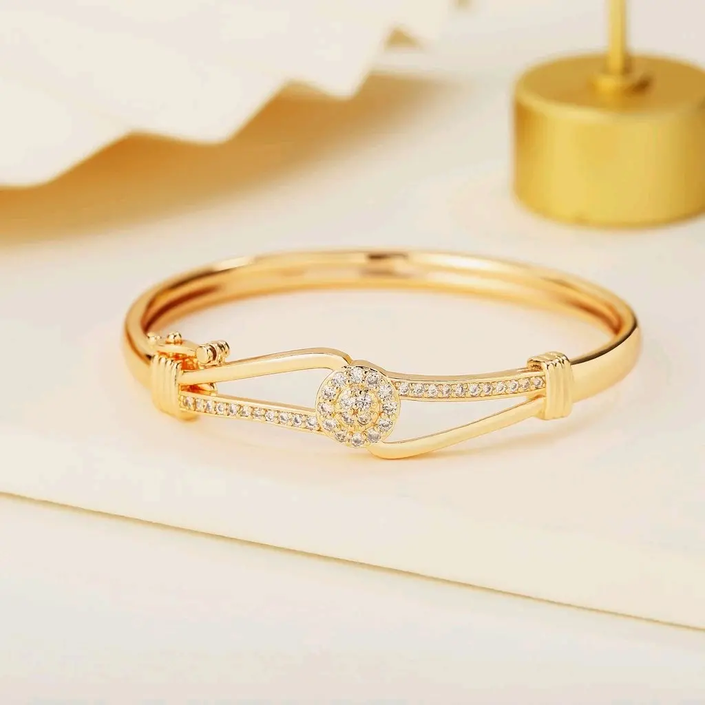 Gelang tangan wanita titanium gold mewah elegant Emas Kulit Perak