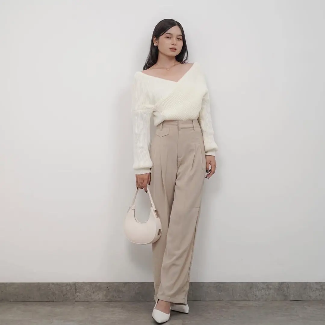 ORO PANTS - Highwaist Loose Trousers Pants Knit Wanita Kulot Panjang Celana Casual Cewek