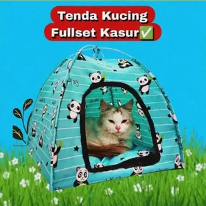 Tenda Kucing Lipat Fulset Free Kasur 45x45x50 cm Motif Karakter Rumah Kandang Kucing Lucu Desain Stylish Material Berkualitas