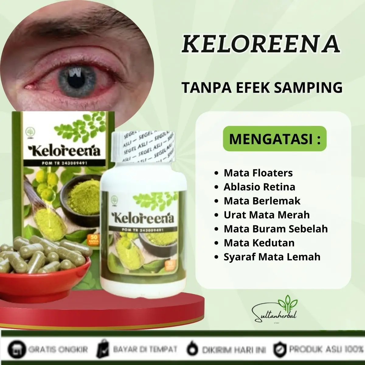 Keloreena Atasi  Eye  Floaters, Ablasio Retina, Mata Berlemak, Mata  Gatal , Mata Buram Sebelah, Mata Kedutan, Syaraf Mata Lemah HALAL & BPOM