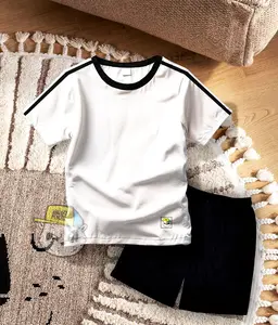 BINSKIDS Setelan BaJU Anak Strip Polos Bahan Cotton Combed 30s Desain Unik dan Nyaman untuk Aktivitas Sehari-hari