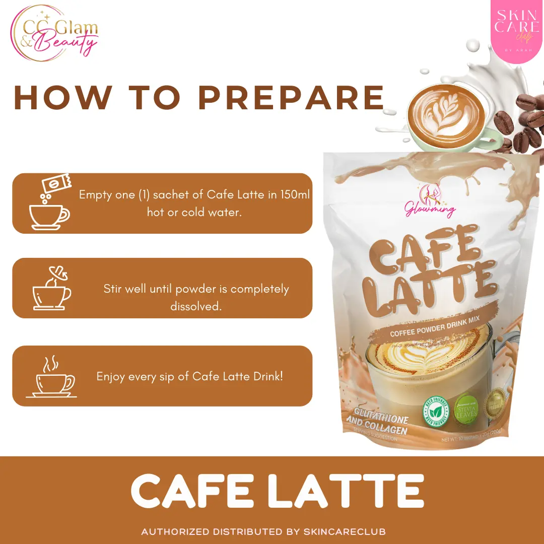 Cafe Latte Powdered Drink infused with Glutathione and Collagen with Herbal Extracts by CC Glam and Beauty | Glowming Drinks | CC2 - TikTok Shop Philippines Cafe Latte Powdered Drink infused with Glutathione and Collagen with Herbal Extracts by CC Glam and Beauty | Glowming Drinks | CC2 - TikTok Shop Philippines