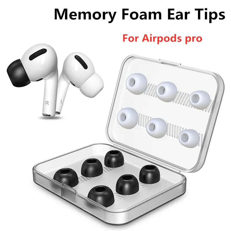 Petua Telinga Buih Silikon Span, Untuk Petua Airpods Pro, Penggantian Pad Telinga, Aksesori Airpods pro, Petua Telinga 12PCS, dengan Kotak Accessories Audio
