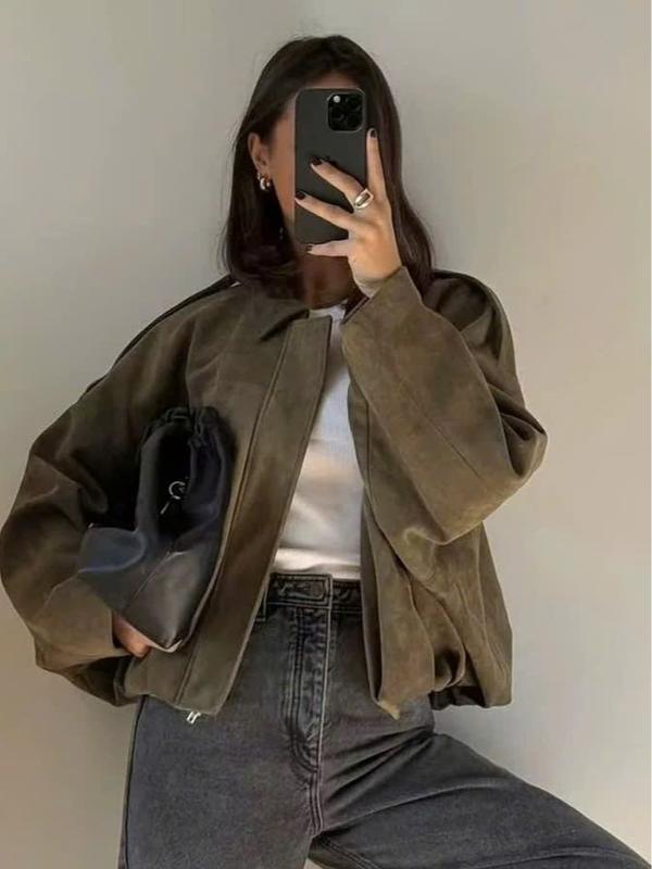  Áo Khoác Da Lộn Tay Dơi Áo Khoác Kiểu Dáng Bí Rộng Miho House 
