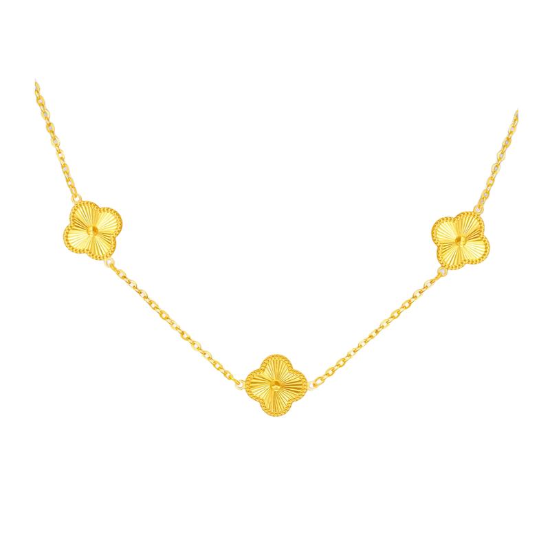 【Chow Tai Seng】Au999 Pure Gold 24K Clover Shining 5G Jewelry Set 4