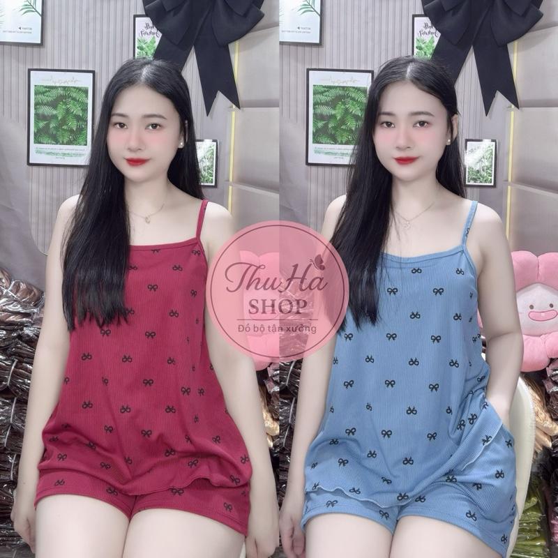 Đồ bộ mặc nhà hai dây cho nữ Voi thun tăm mềm mịn Women