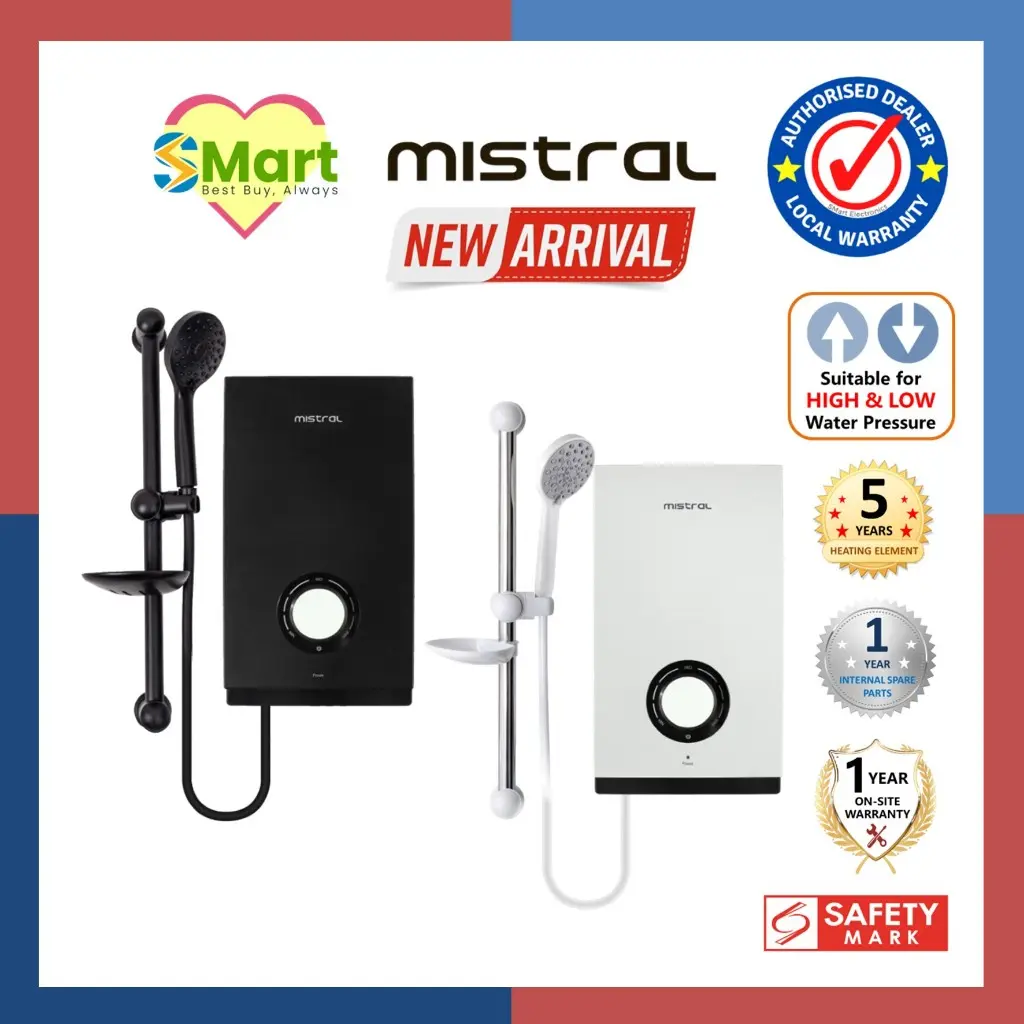 Mistral Instant Shower Heater MSH101P Full Black or Full White