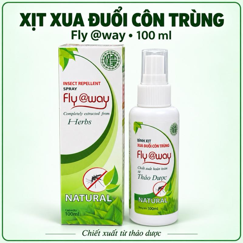 Fly @way Xịt Xua Đuổi Côn Trùng 100ml - Chiết Xuất Hoàn Toàn Từ Thảo Dược - Sản Phẩm Tự Nhiên - Chăm Sóc Sức Khỏe