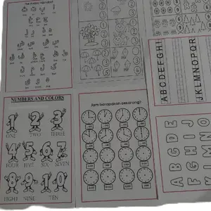 50 lbr kertas A5 belajar mengenal huruf angka penjumlahan pengurangan huruf hijaiyah menghitung benda untuk anak paud tk