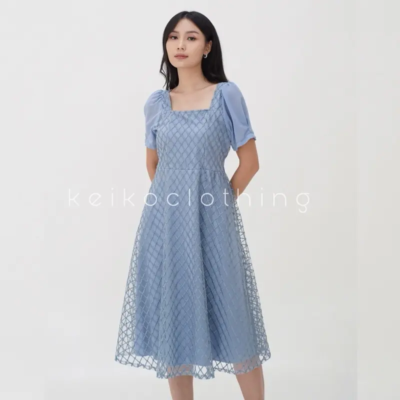 Keikoclothing - Kania Dress - Dress wanita kasual santai elegan jalan Manis pesta kecil Casual Kotak