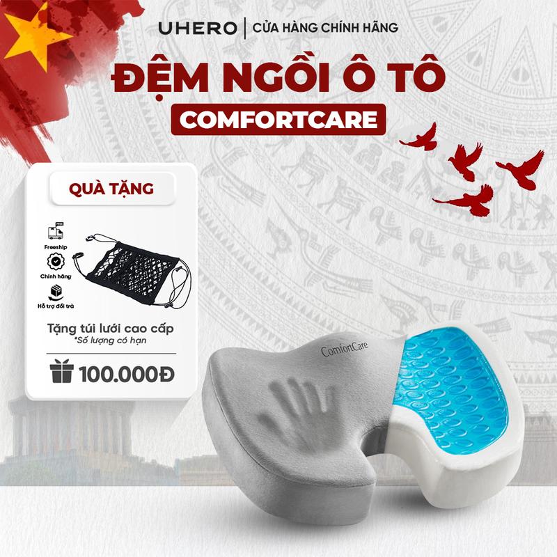 UHERO Đệm Ngồi Công Thái Học Comfortcare Đệm Lót Ô Tô Đệm Ngồi Ô Tô Mút Hoạt Tính Có Gel Làm Mát Giảm Áp Lực Vùng Hông Hỗ Trợ Giảm Đau Xương Cụt Trĩ