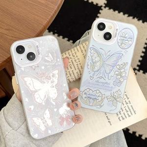 insผีเสื้อเข้ากันได้กับเคส iPhone16 พรีเมี่ยม Sense iPhone15 ใหม่ iPhone14 ป้องกันการตก 13/12 สีเงินความคิดสร้างสรรค์ 11 / XSMax การ์ตูน XR / XS / 8Plus ‌สำหรับผู้ชายและผู้หญิง