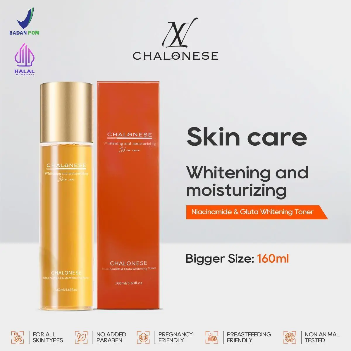 NEW!!WHITENING AND MOISTURIZING NIACINAMIDE & GLUTA WHITENING TONER 160ML Wajah Hydrating Acid Hitam Hyaluronic Facial Mencerahkan Muka