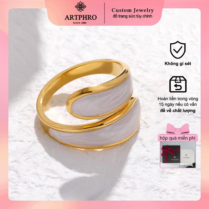 【hộp quà miễn phí ARTPHRO-Nhẫn Thép Titan Cho Nữ, Nhẫn Mở SS24 Đèn