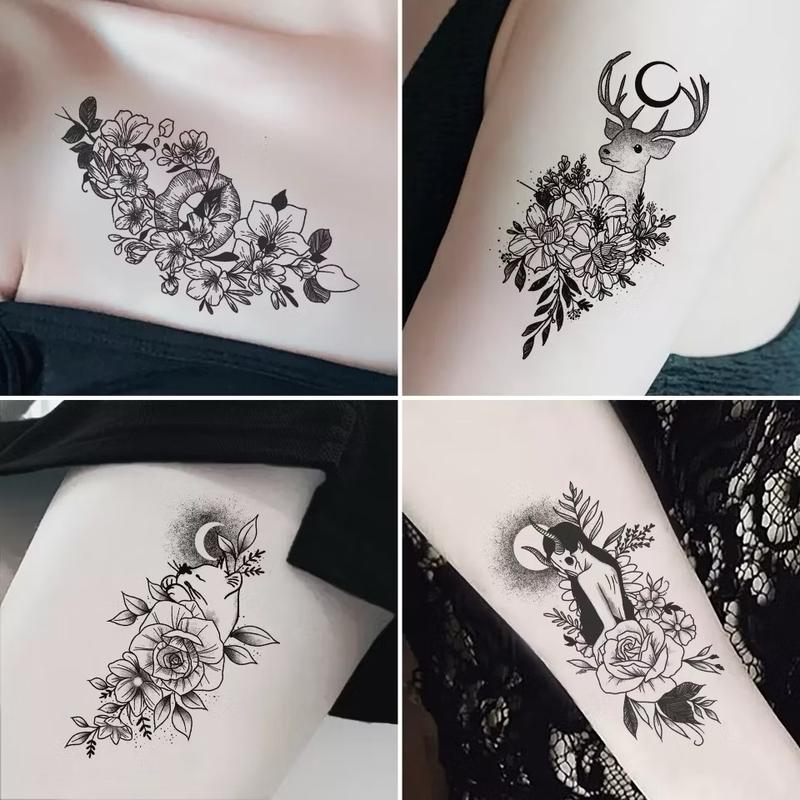 Tatto Temporer motif kecil, Tato temporary Stiker Tato Halal Naga Tengkorak iluminati kalajengking isi 2 pac random (BISA COD) Tubuh Bunga 2
